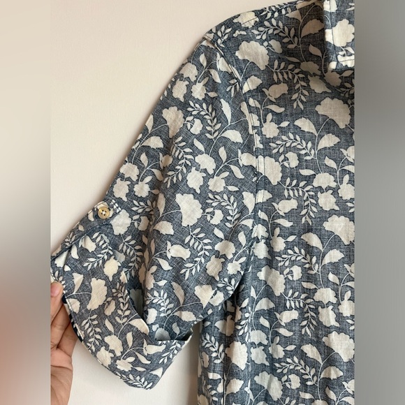 FAHERTY BRAND Penelope Indigo Floral Linen Shift Dress - Picture 3 of 10